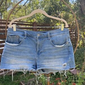 Lucky Brand Denim Cutoff Shorts Size 32 | Distressed Frayed Hem Light Wash